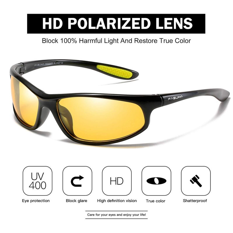FAGUMA Polarized Sports Sunglasses For Men Cycling Driving Fishing UV400 Protection - Image 3